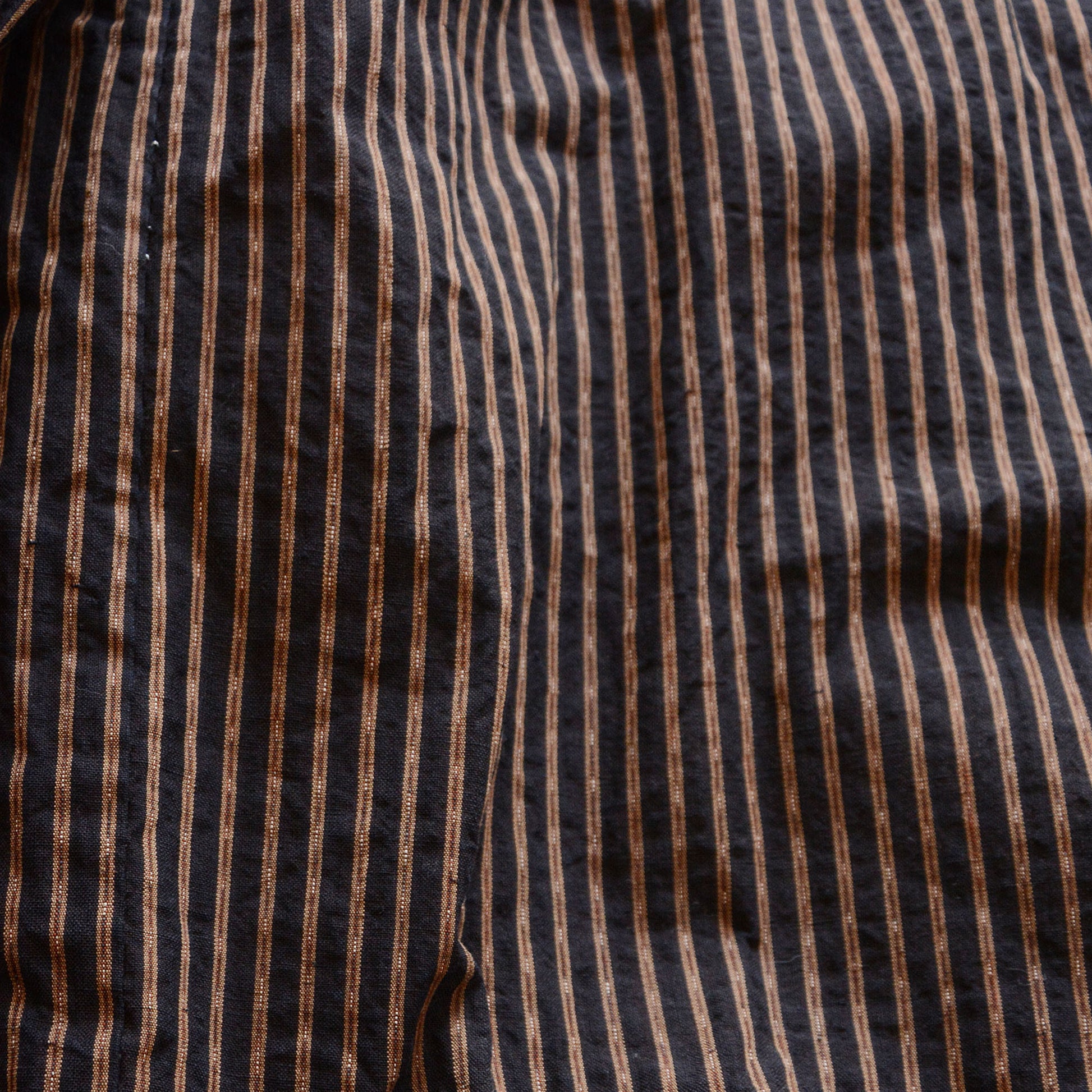 Japanese vintage cotton hanten robe with traditional stripe pattern and padded lining