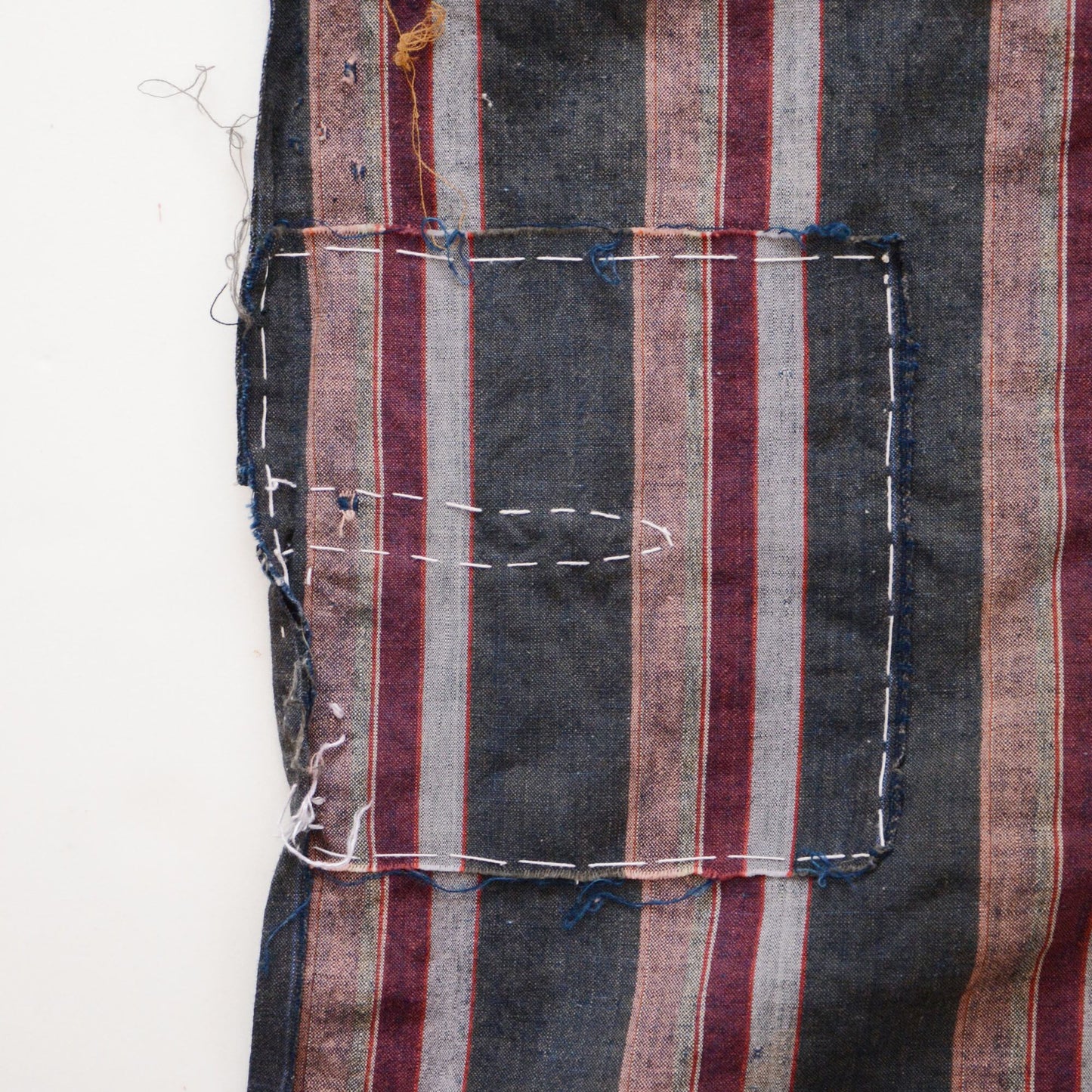 Boro Fabric Japan Vintage Cotton Indigo Stripe Pattern Textile Hand Stitching