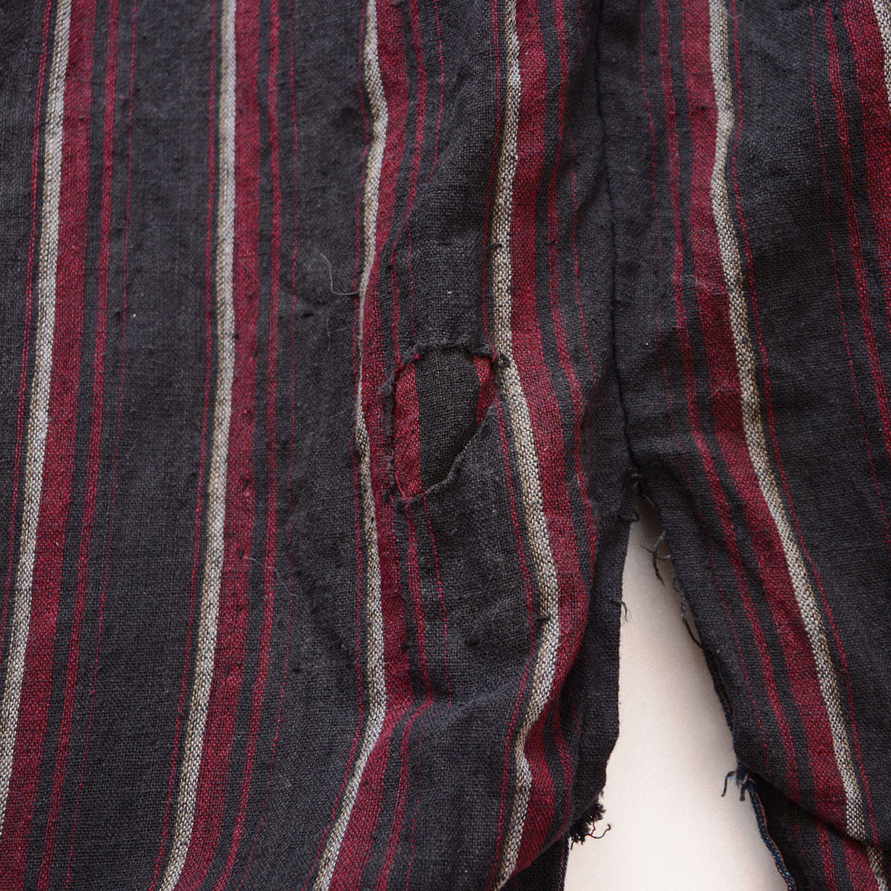 Japan vintage indigo-dyed collar Noragi with unique stripes