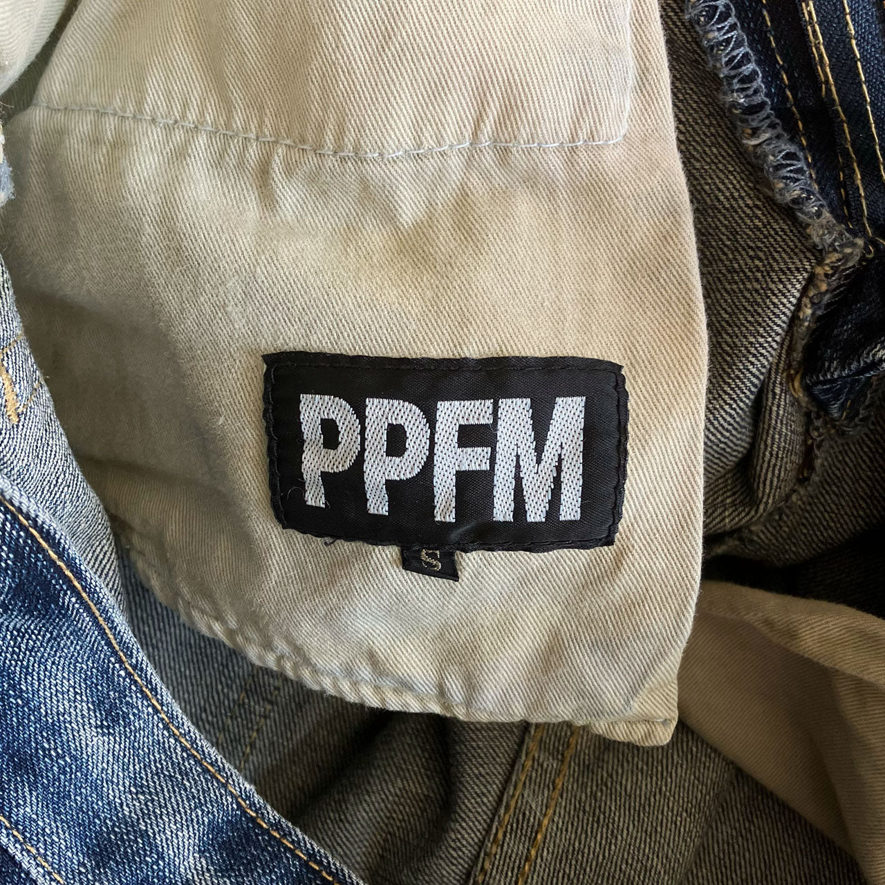 Unique Y2K PPFM denim with layered waist detail