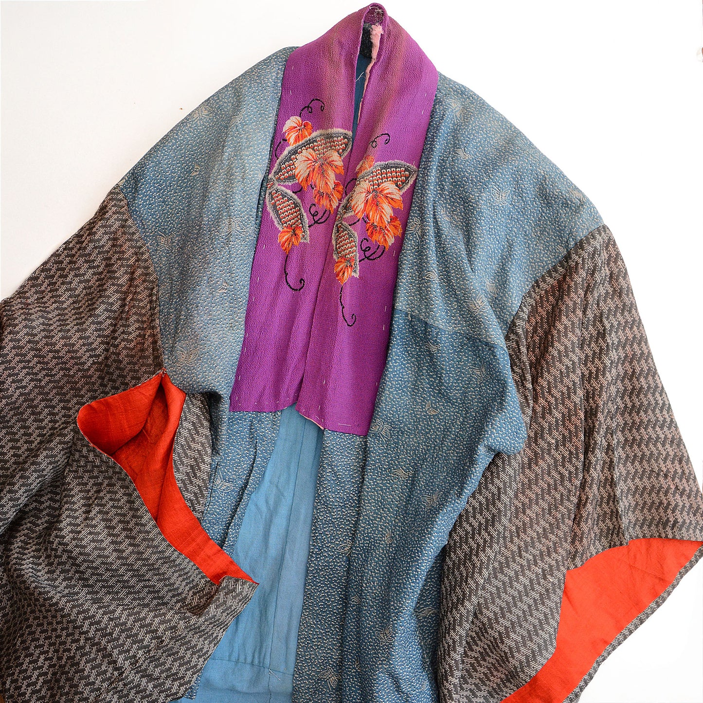 Juban For Women Kimono Robe Long Crazy Pattern Butterfly Japan Vintage