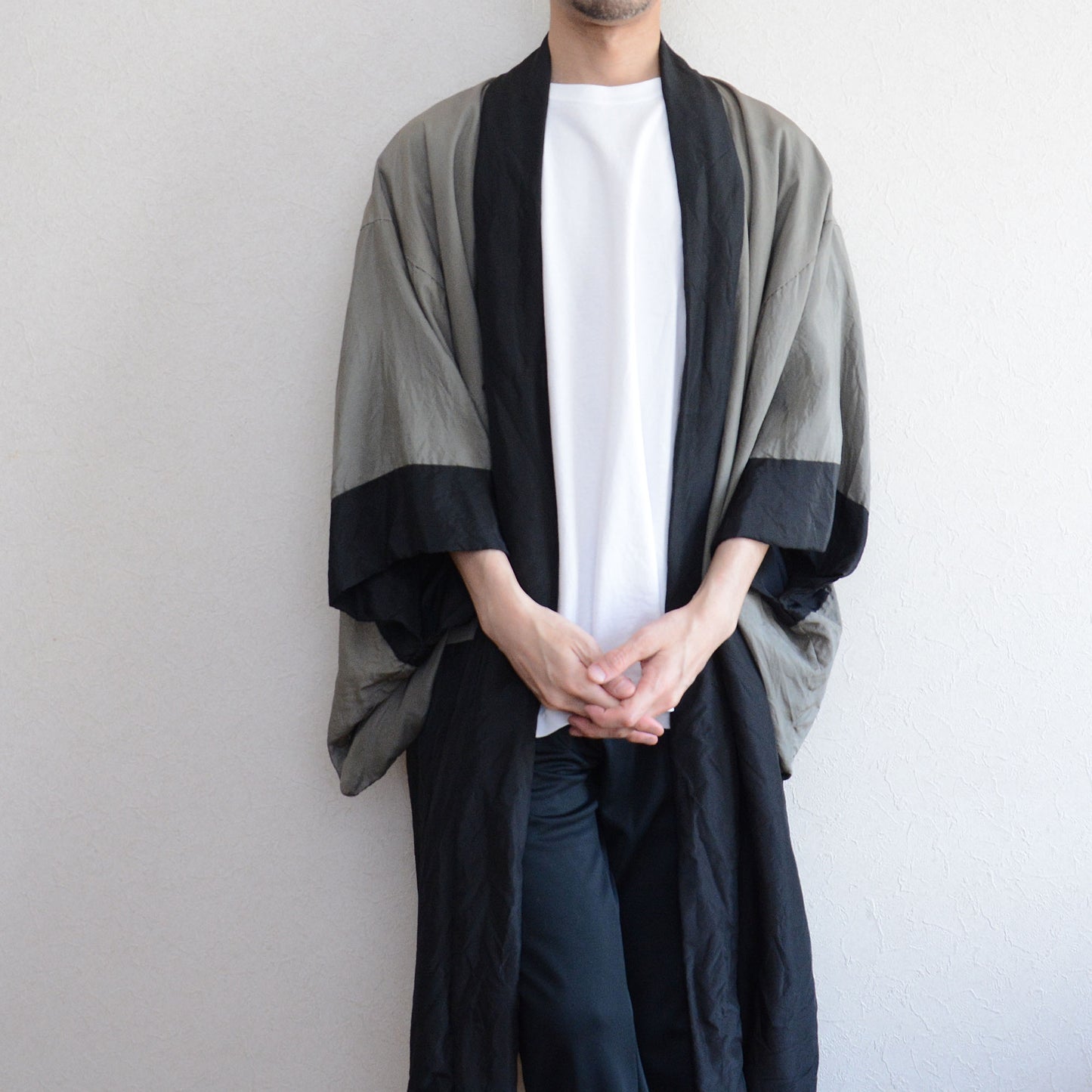 Black Haori Jacket Kimono Long Japanese Vintage Montsuki Nihonga Art