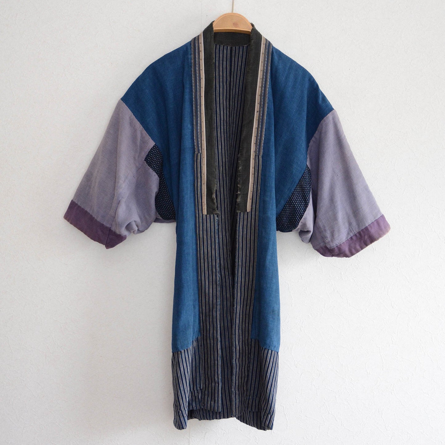 Noragi Jacket Indigo Dyed Kimono Japanese Fabric Cotton Vintage Crazy Pattern