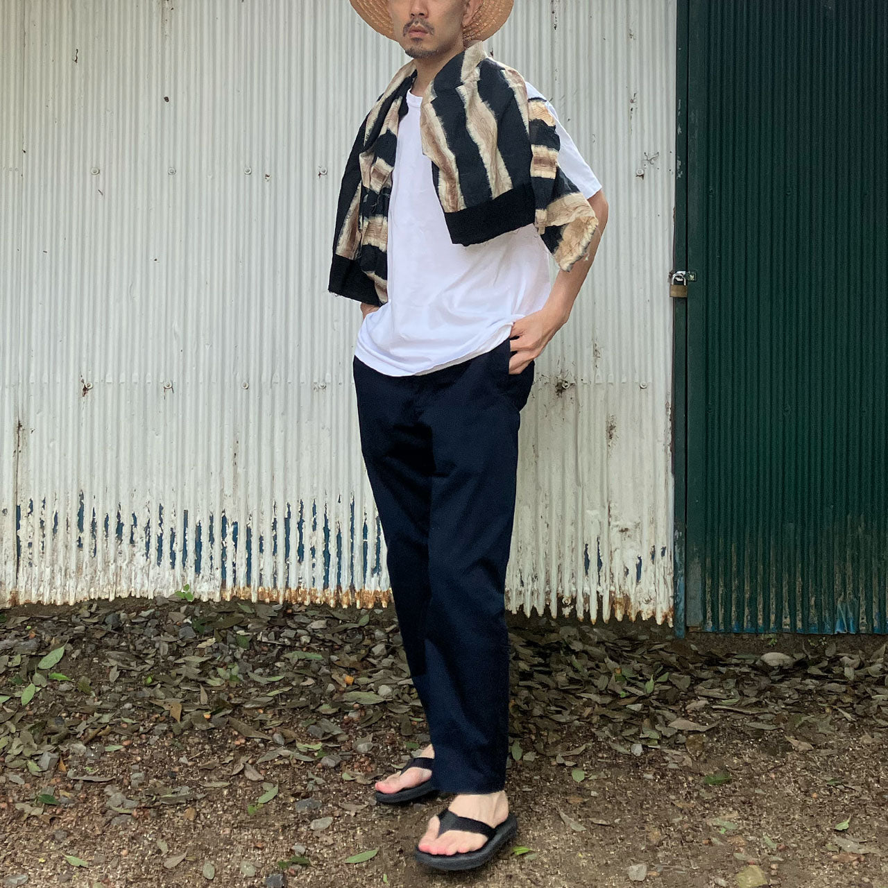 Japanese Vintage Cotton Fabric Scrap with Stitching Details