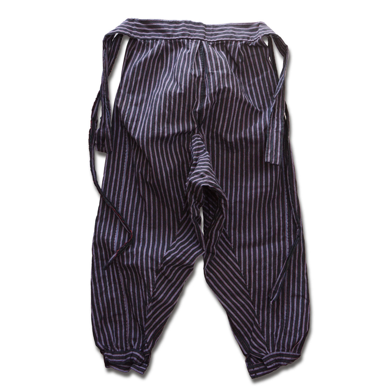 Vintage Japanese workwear Monpe for women, striped cotton fabric