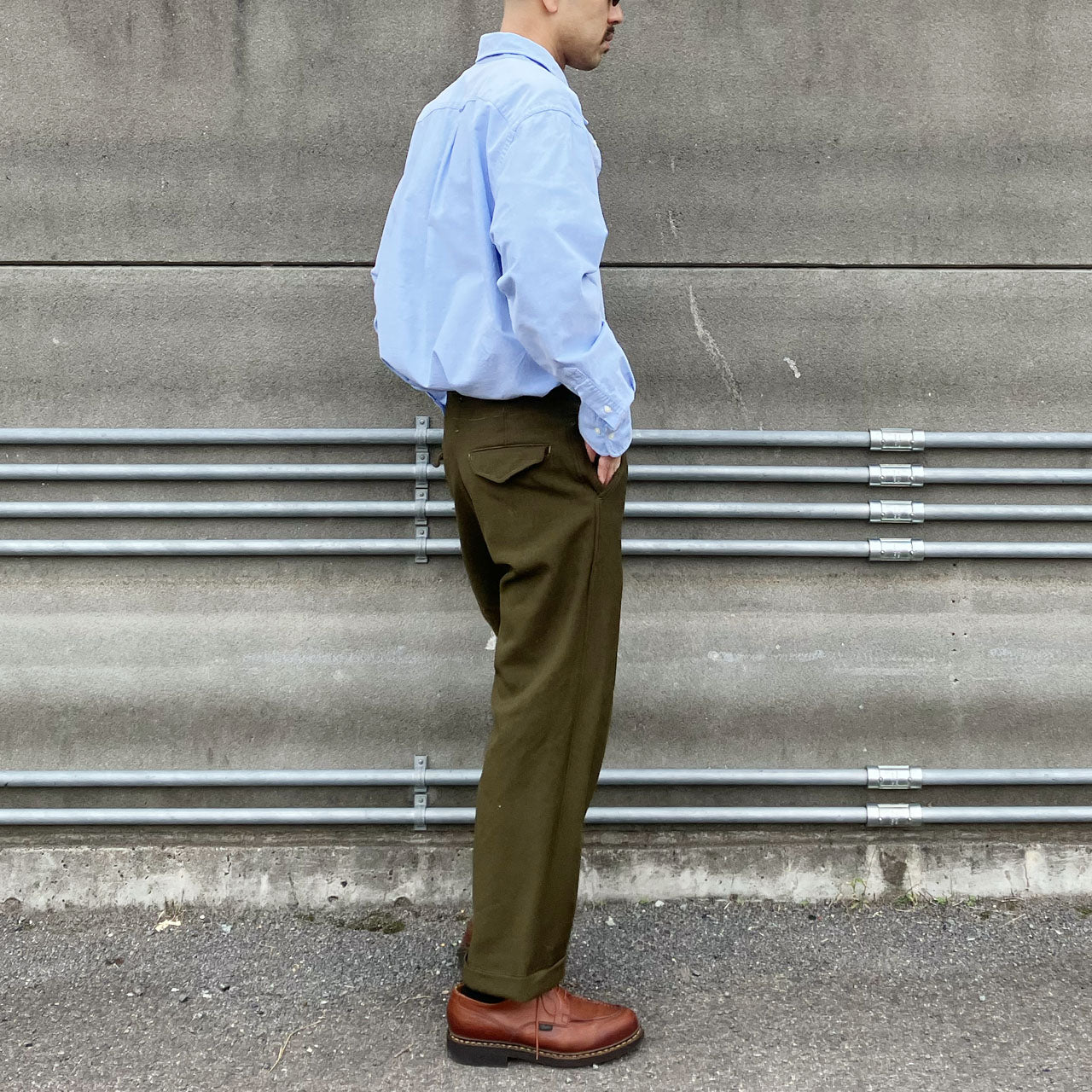 Postwar surplus US Army wool pants with unique features