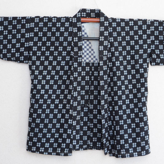 Noragi Jacket Kimono Japanese Fabric Cotton Vintage Kasuri Pattern