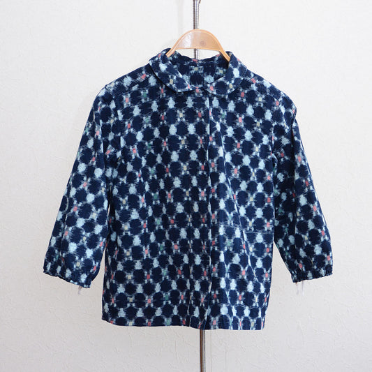 Vintage Japanese Indigo Kasuri Shirt with Hidden Placket – Mid-Showa Era