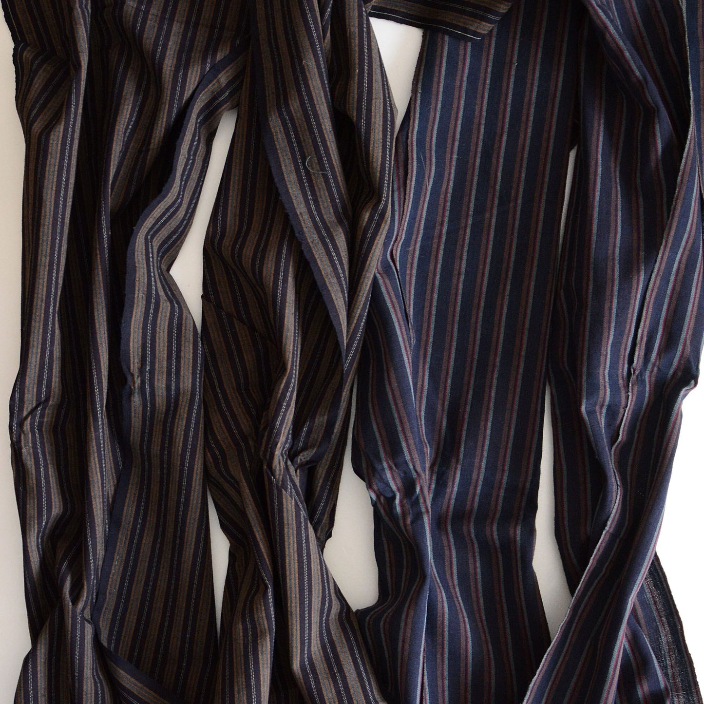 Japanese Fabric Scraps Cotton Stripe Pattern Vintage Set of 4