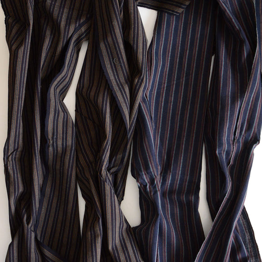 Japanese Fabric Scraps Cotton Stripe Pattern Vintage Set of 4
