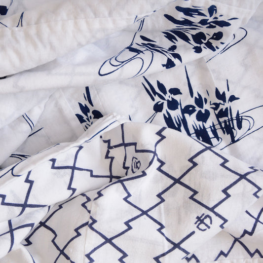 Vintage Japanese patchwork cotton fabric with traditional patterns