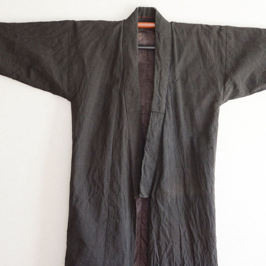 Kimono Robe Long Men Japanese Fabric Cotton Vintage Stripe Pattern
