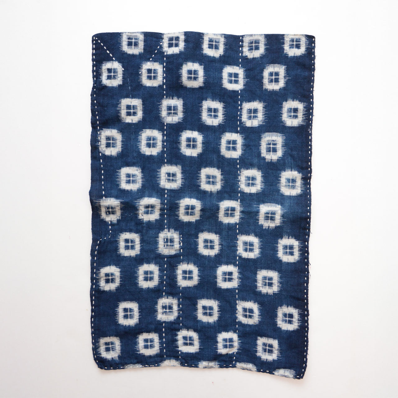 Indigo dyed kasuri cotton sashiko zoukin vintage mid-Showa era Japanese fabric