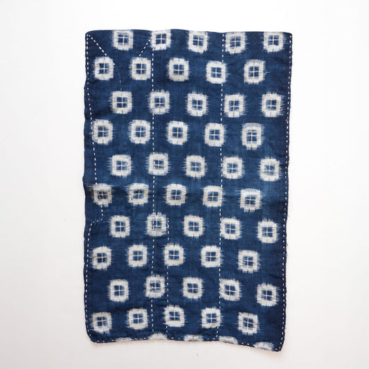 Indigo dyed kasuri cotton sashiko zoukin vintage mid-Showa era Japanese fabric