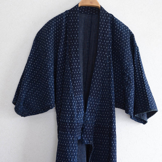 boro sashiko noragi jacket indigo kasuri fabric crazy pattern kimono cotton japan vintage