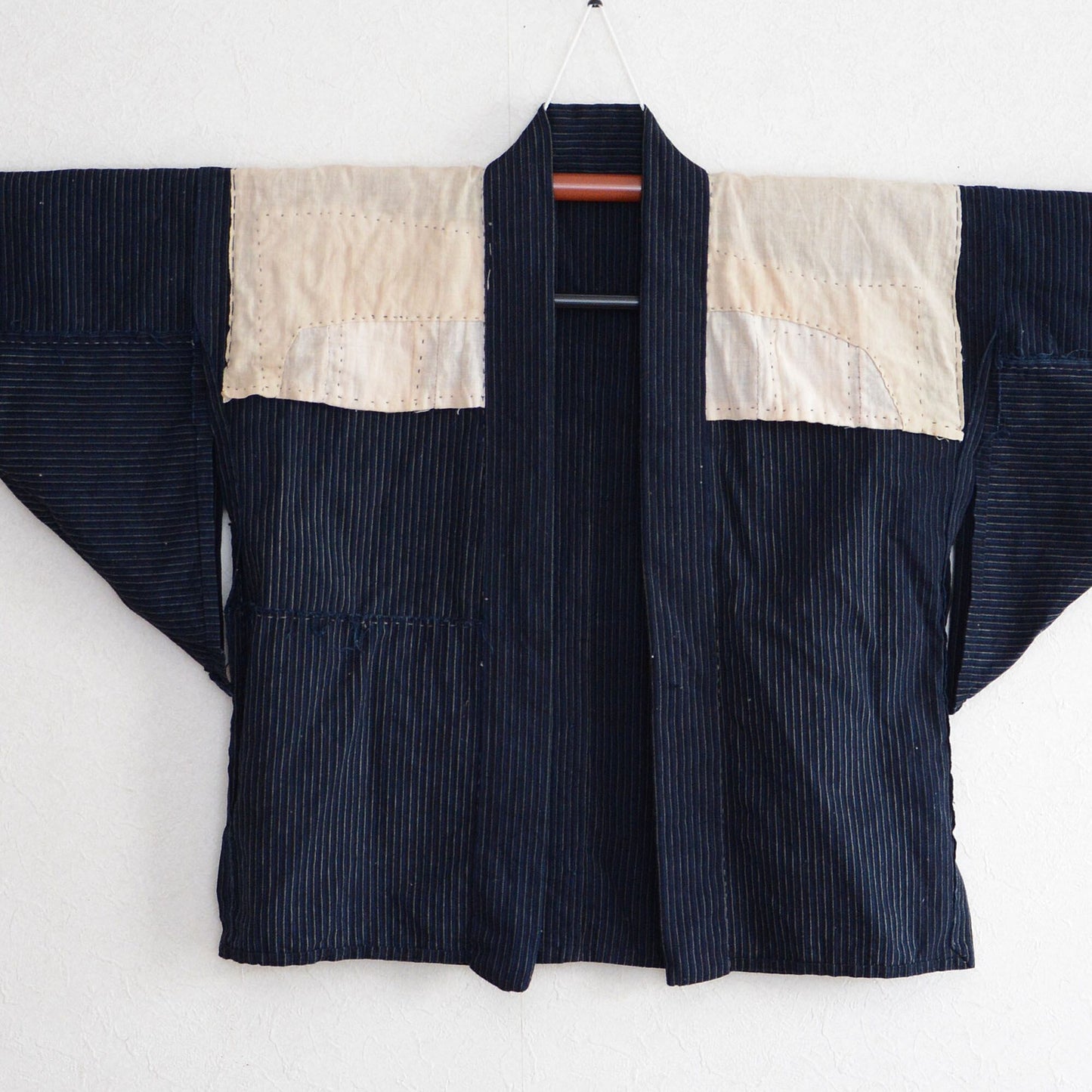 Boro Noragi Jacket Kimono Japanese Fabric Cotton Vintage Patchwork Repair Stripe Pattern