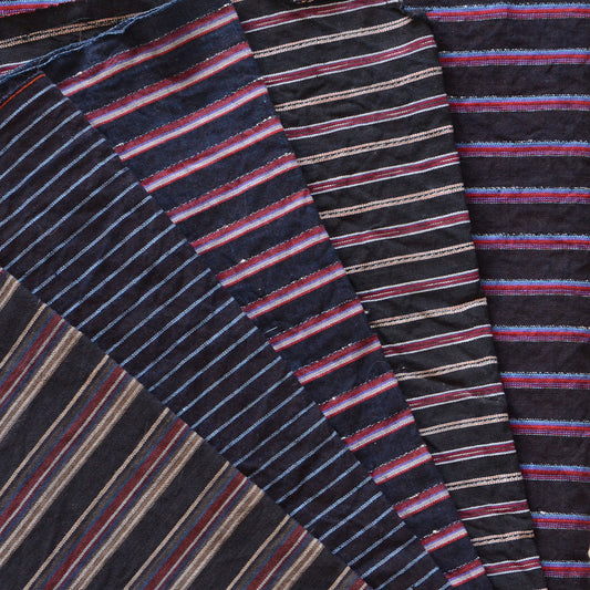 Japanese Fabric Scraps Set Cotton Stripe Pattern Vintage B8