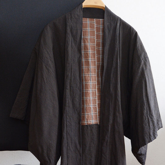 Haori Kimono Japanese For Men Jacket Cotton Vintage Fabric Stripe Pattern