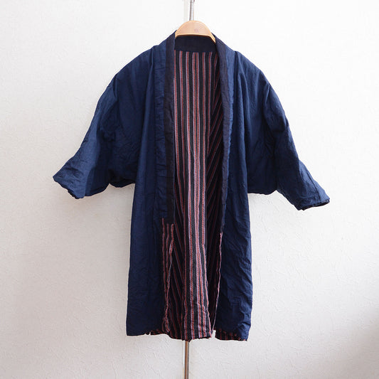 Noragi Antique Kimono Jacket Japanese Fabric Cotton Vintage Stripe Pattern