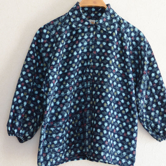 Kasuri Fabric Shirt Cotton Japanese Indigo Aizome Vintage