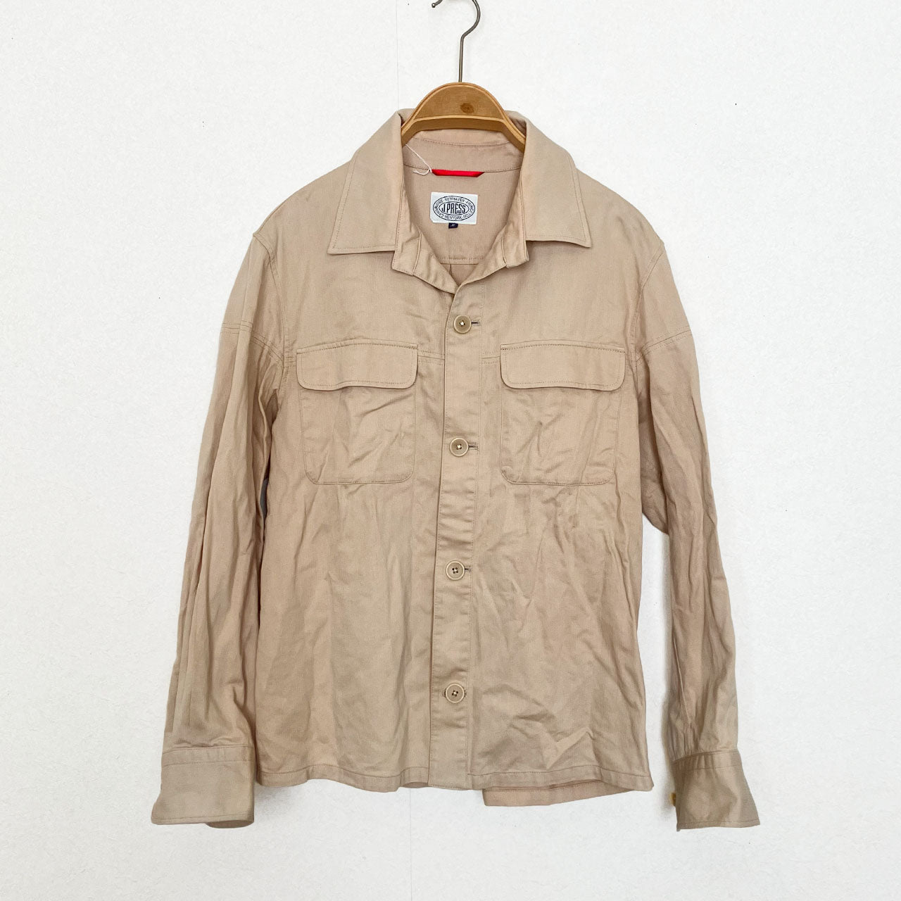 J.PRESS linen-blend shirt jacket with chin strap