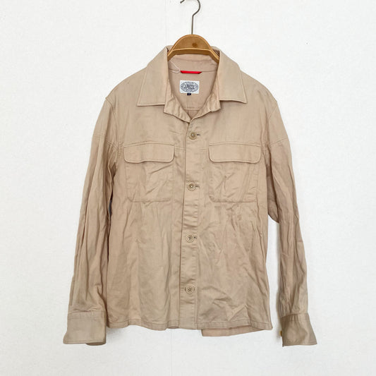J.PRESS linen-blend shirt jacket with chin strap