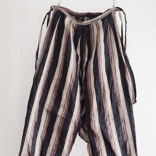 Monpe Pants Noragi Japanese Fabric Vintage Cotton Black Stripe Pattern