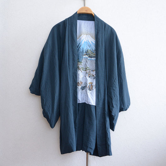 Haori Jacket Men Kimono Japan Vintage japanese Art Mount Fuji Sankin-kotai