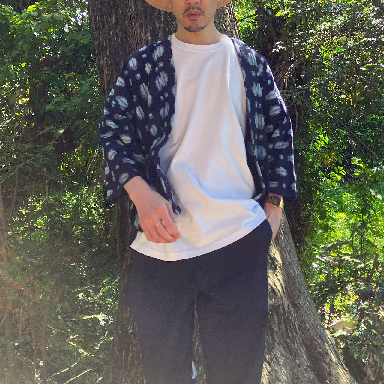 Vintage Noragi jacket indigo cotton kasuri