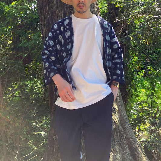 Vintage Noragi jacket indigo cotton kasuri