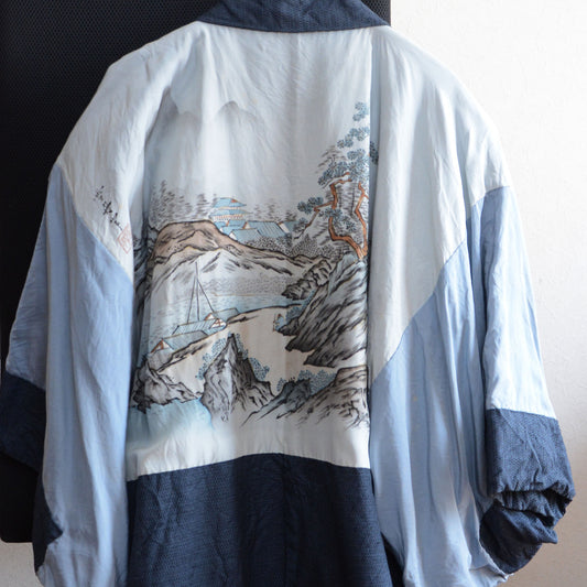 Haori Kimono Japanese For Men Vintage Jacket Uramasari Sesshu's Signature And Seal