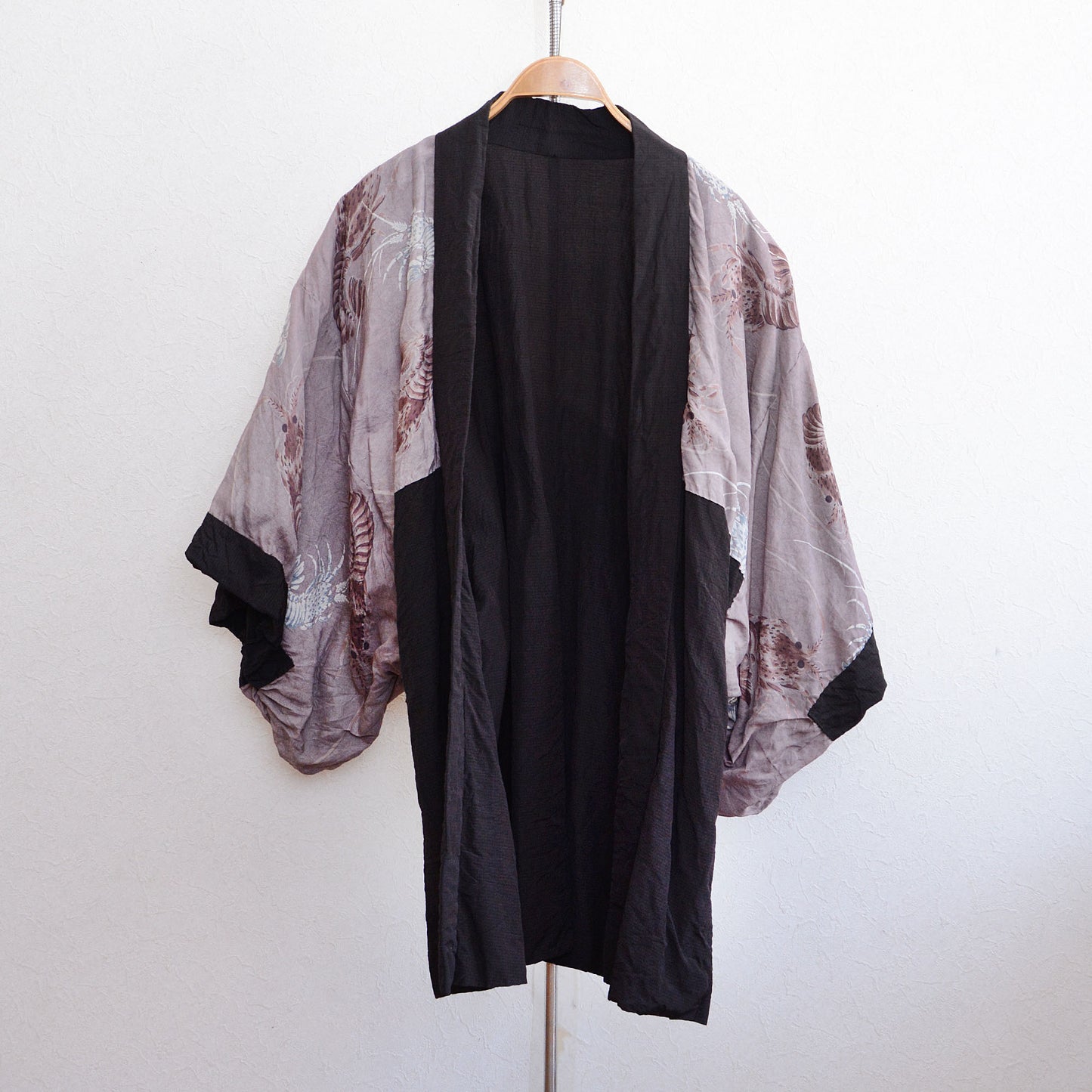 Lucky Shrimp Lining Japanese Vintage Haori for Men | One-of-a-Kind Kimono Jacket