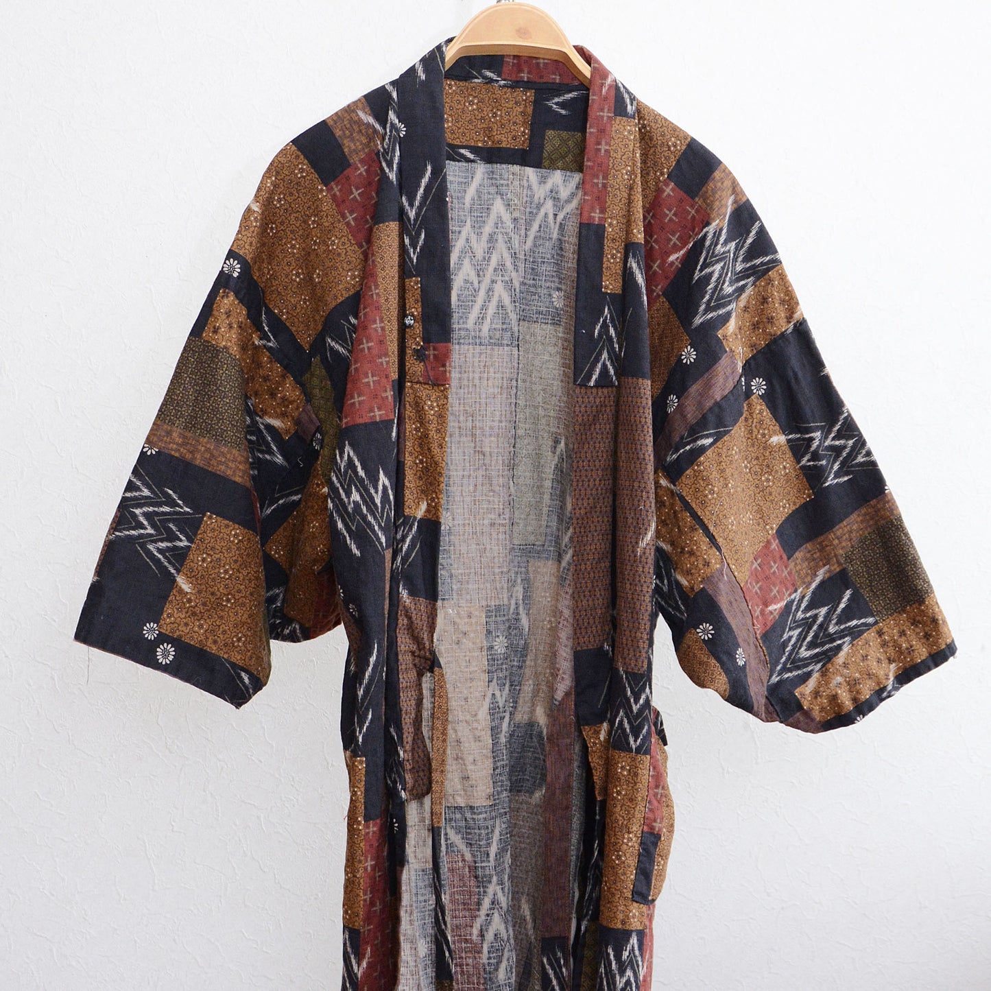 Samue Jacket Haori Kimono Cotton Batik-Like Pattern Japanese Fabric Vintage