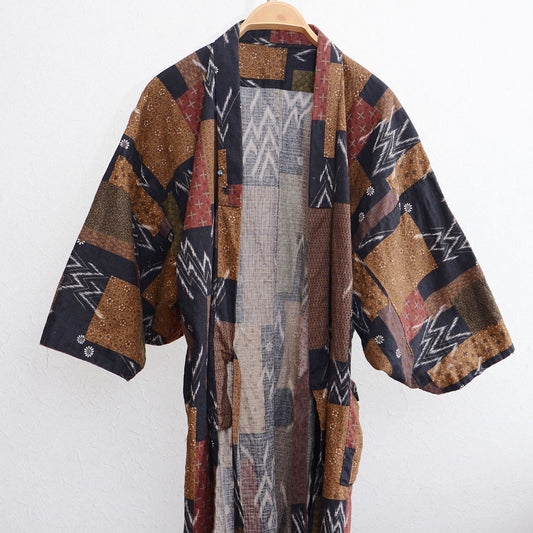 Samue Jacket Haori Kimono Cotton Batik-Like Pattern Japanese Fabric Vintage