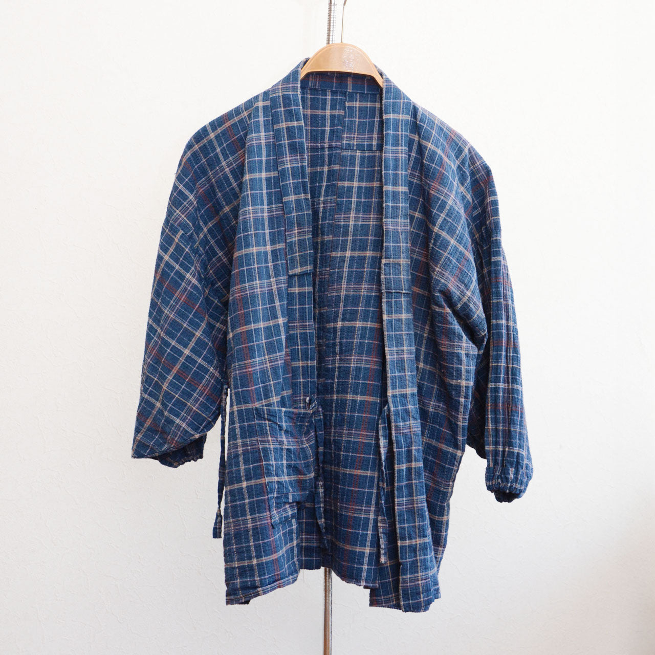 Japanese Samue jacket made of cotton with a traditional checkered pattern