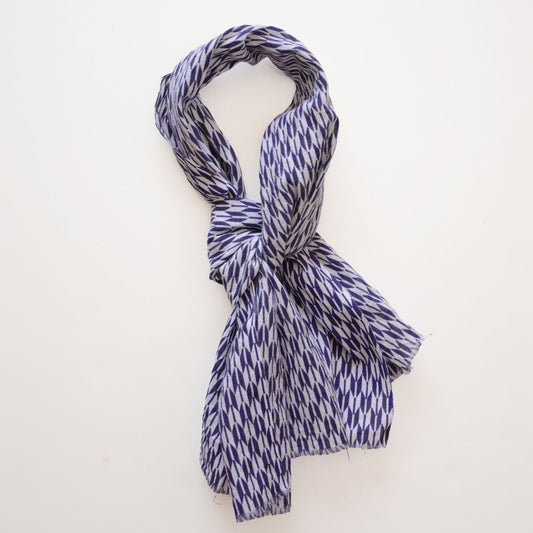 Tenugui cloth used as a neck scarf – traditional Japanese Yabane pattern