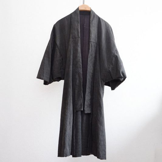 Vintage Japanese noragi jacket with heavy fading and striped cotton fabric