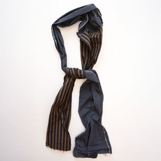 Japanese vintage scarf with hand-stitched patchwork cotton and striped patterns
