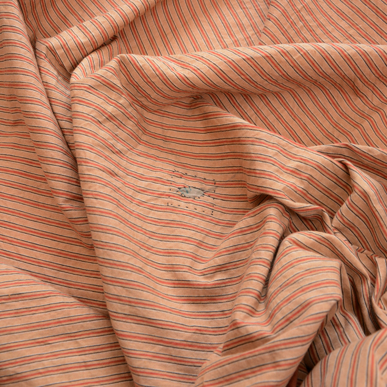 Vintage Japanese cotton furoshiki with striped pattern and boro repair