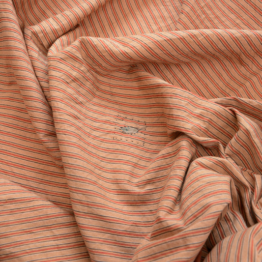 Vintage Japanese cotton furoshiki with striped pattern and boro repair