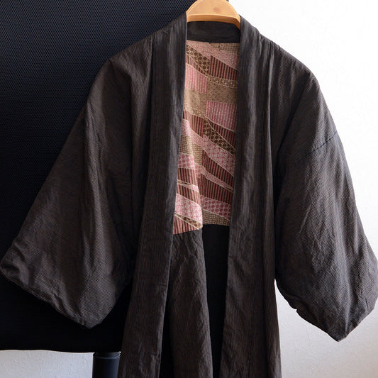 Haori Jacket Men Kimono Japanese Fabric Cotton Vintage Stripe Pattern
