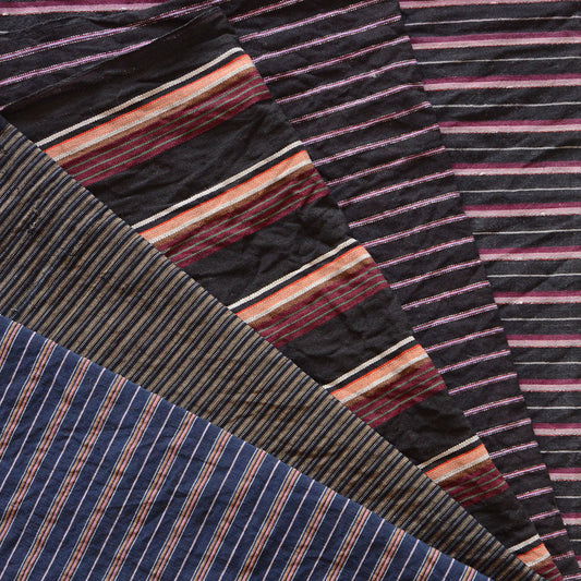 Japanese Fabric Scraps Set Cotton Stripe Pattern Vintage B5