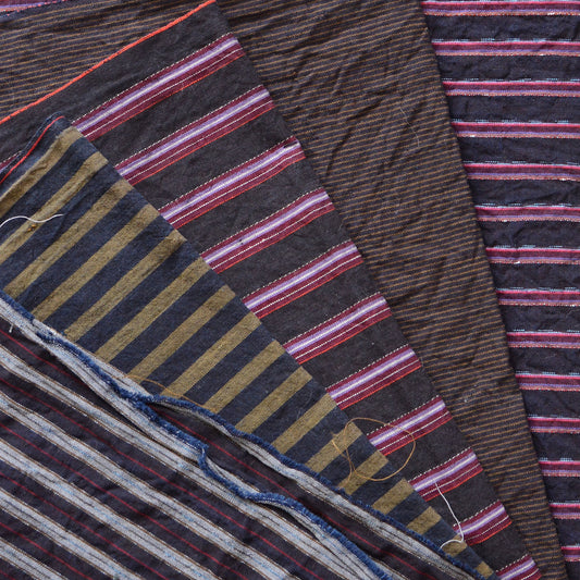 Vintage Japanese Fabric Scraps Set Cotton Stripe Pattern Vintage B12