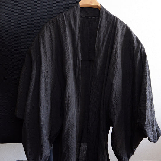 Haori Jacket Men Kimono Japanese Fabric Cotton Vintage Pinstripe Pattern