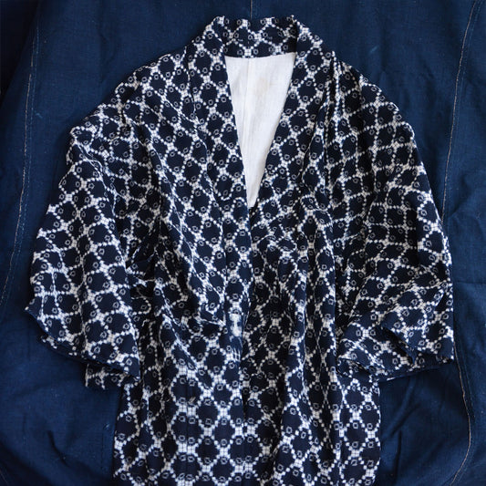 Vintage Japanese Kasuri Kimono with Indigo Dye