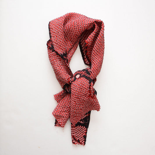 Obiage Shibori Fabric Red Japan Vintage Can be used as a scarf 1