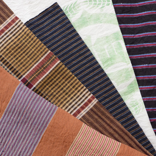 Vintage Japanese Fabric Scraps Set Cotton Stripe Pattern Vintage B13