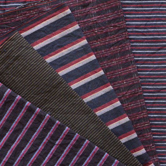 Vintage Japanese Fabric Scraps Set Cotton Stripe Pattern Vintage B11