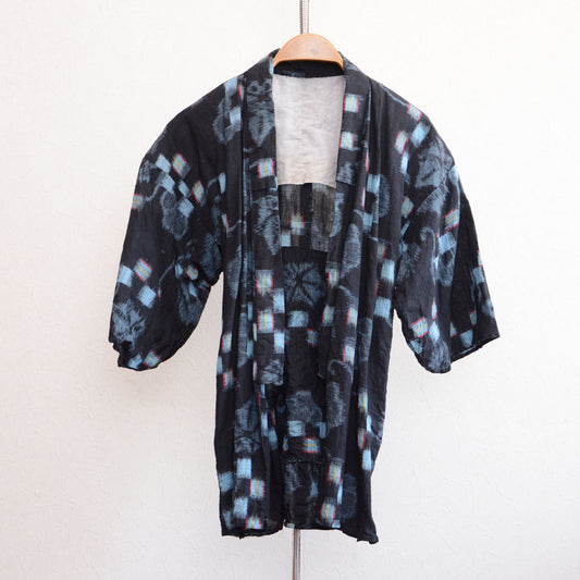Vintage Japanese kasuri noragi jacket made of indigo cotton