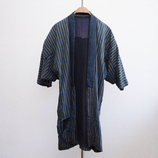 Vintage Japanese boro noragi jacket with indigo cotton fabric